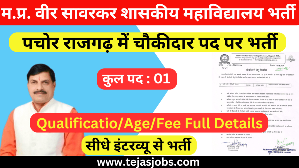 MP Veer Savarkar Govt. Collage Pachore Rajgarh Recruitment-2024