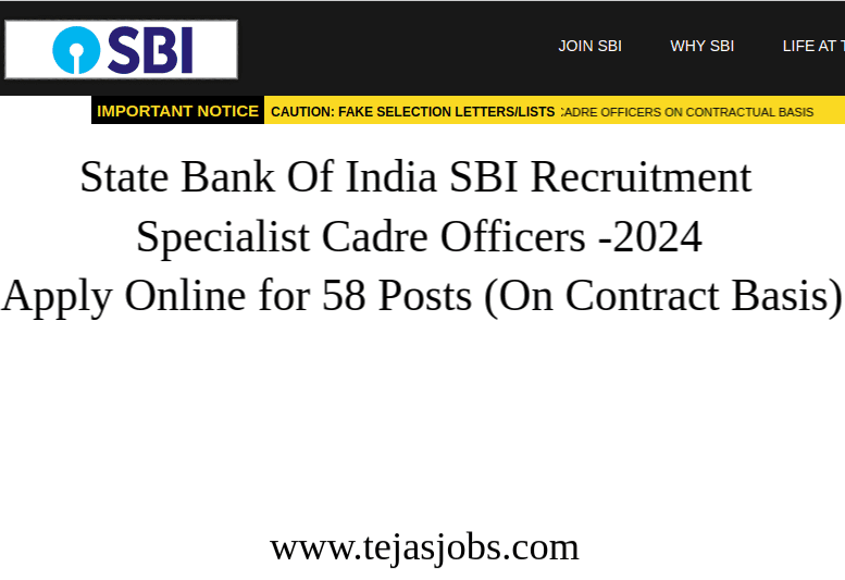 State Bank Of India SBI Recruitment of Specialist Cadre Officers