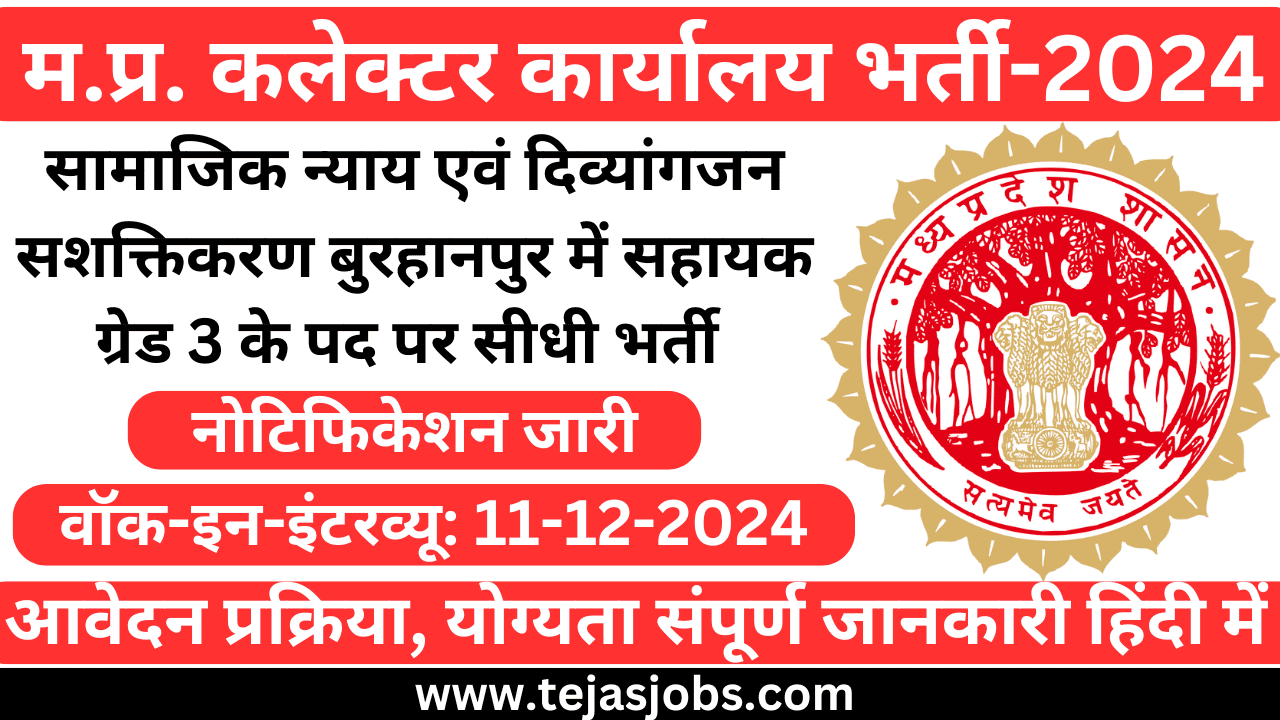 MP Collector Office Social Justice and Disabled Empowerment Recruitment-2024